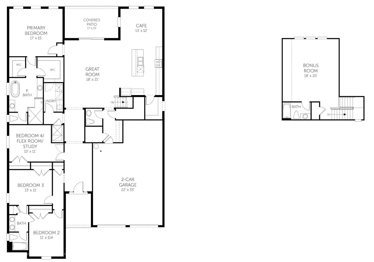 2D floor plan layout of this home in Palms at Windermere, Windermere, FL (Image 2).