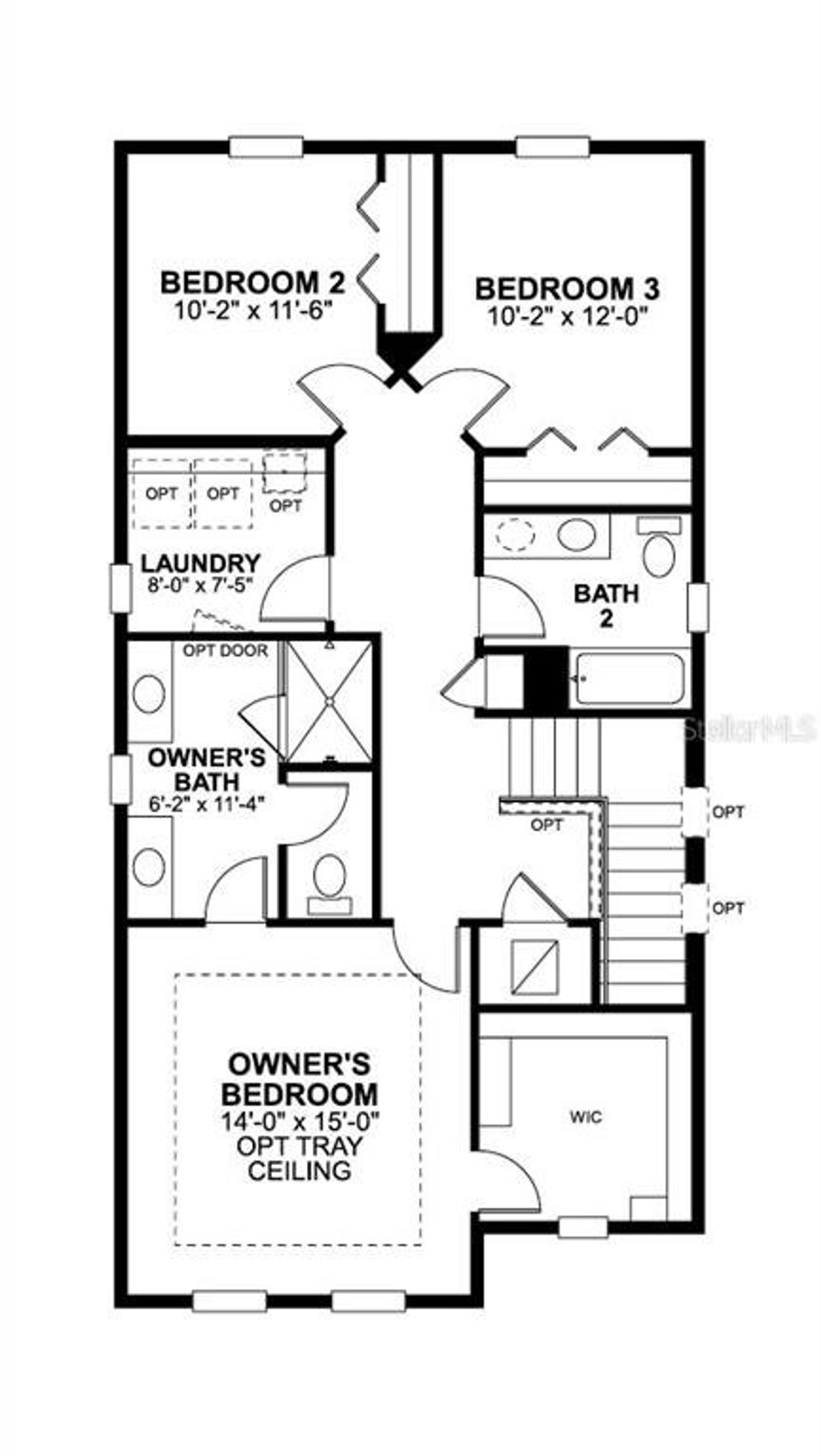 2D floor plan layout of this home in Lake Star at Ovation, Winter Garden, FL (Image 2).