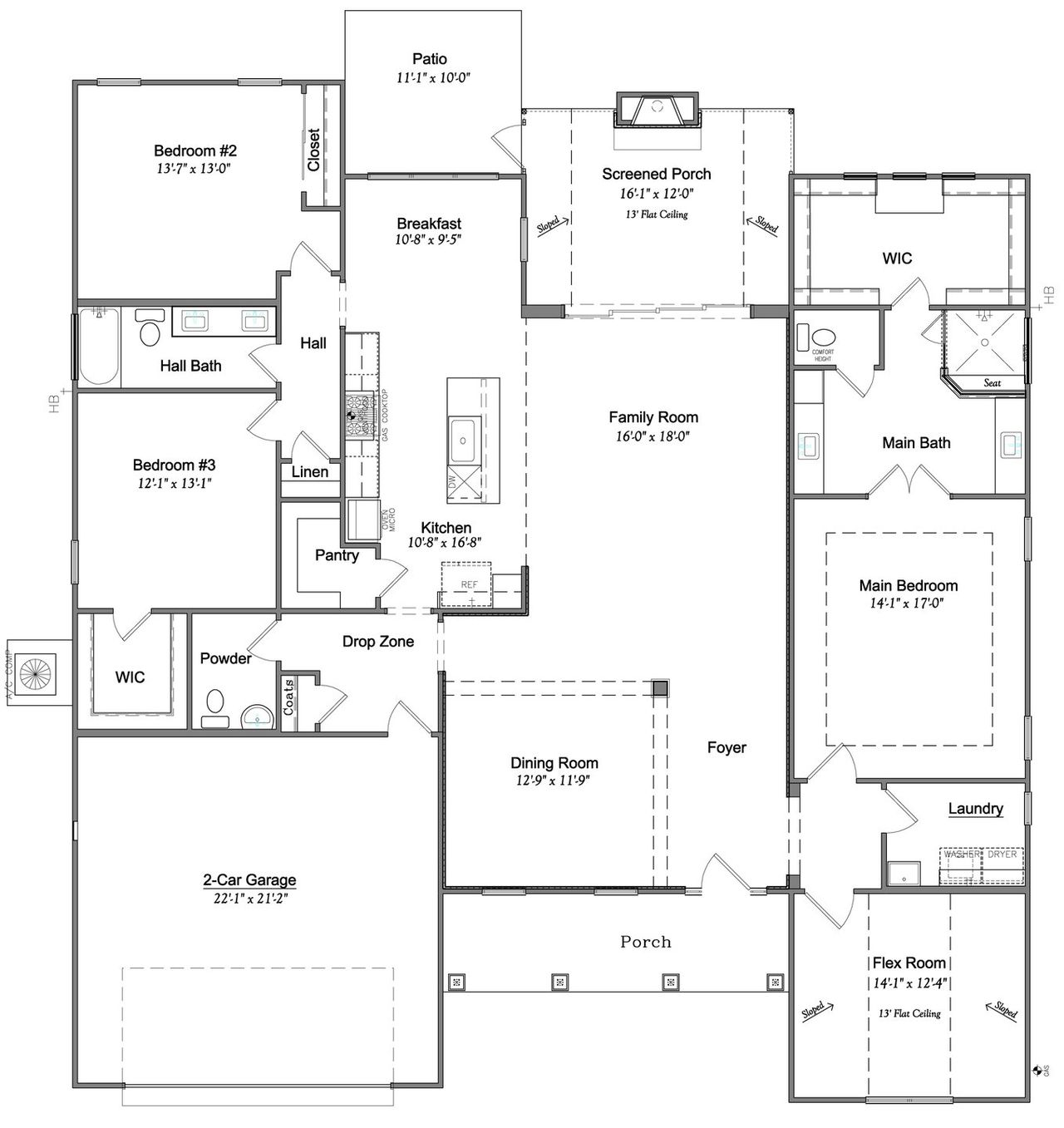 2D floor plan layout of this home in Red Hill, Concord, NC (Image 2).