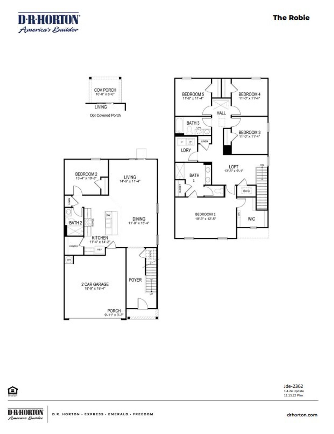 2D floor plan layout of this home in Heritage Crossing, Conway, SC (Image 2).