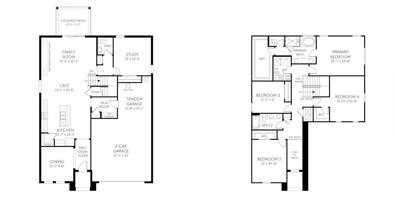 2D floor plan layout for the Rosewood - 50' Homesites by Dream Finders Homes in Hills of Minneola, Minneola, FL (Image 2).