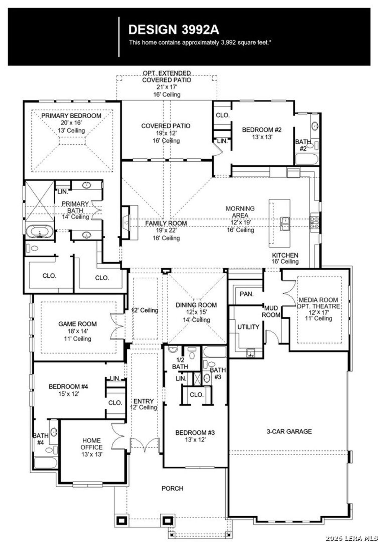 2D floor plan layout of this home in George's Ranch, Boerne, TX (Image 2).