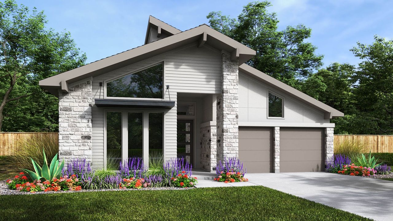 Representative exterior photo of a completed home built from the 2249E by Perry Homes in Esperanza 50', Boerne, TX (Image 2). Representative exterior photo of a completed home built from the 2249E by Perry Homes in Esperanza 50', Boerne, TX (Image 2).