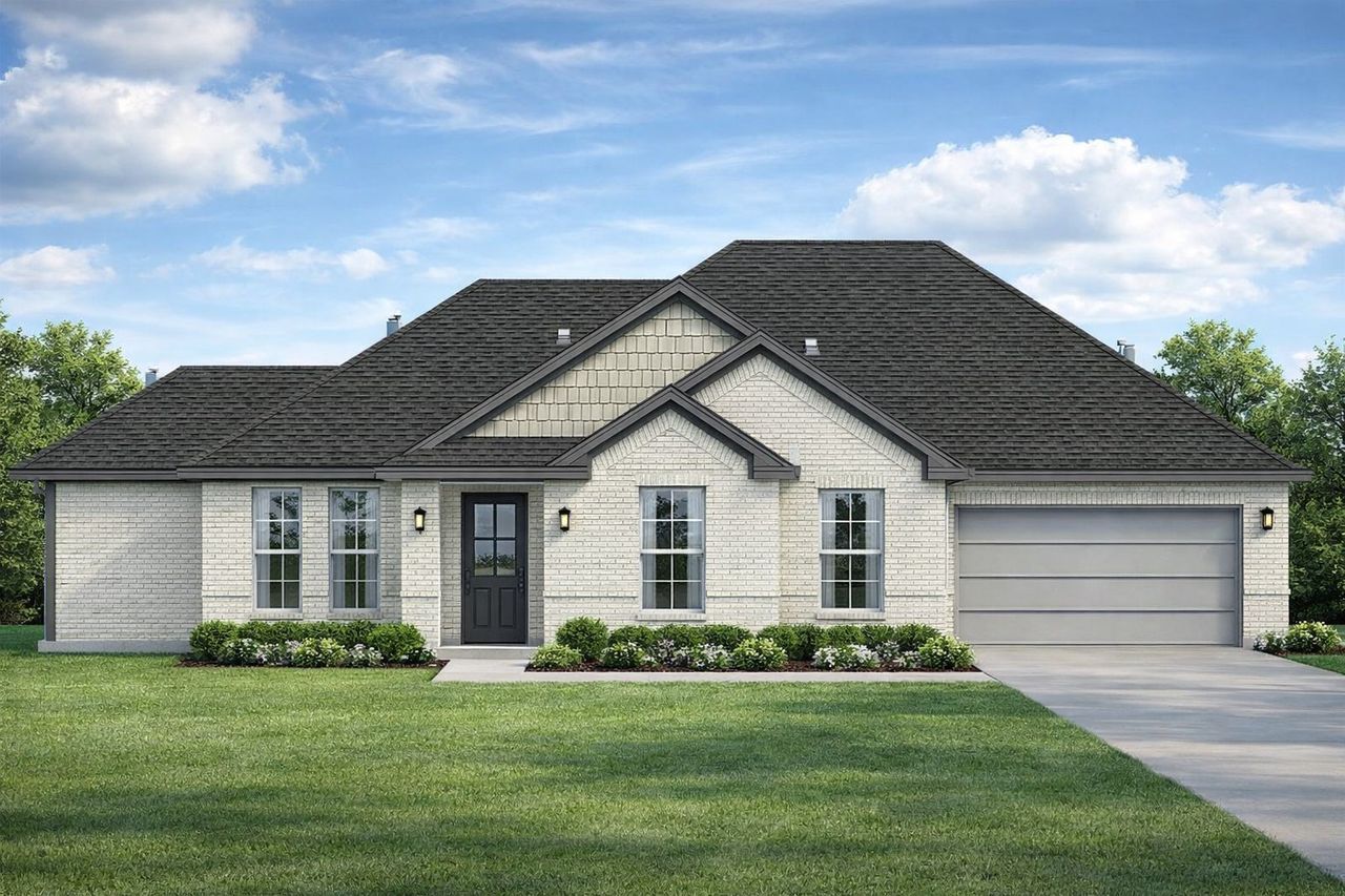 Front exterior of a new home in Stoneview, Glen Rose, TX, highlighting curb appeal (Image 2).