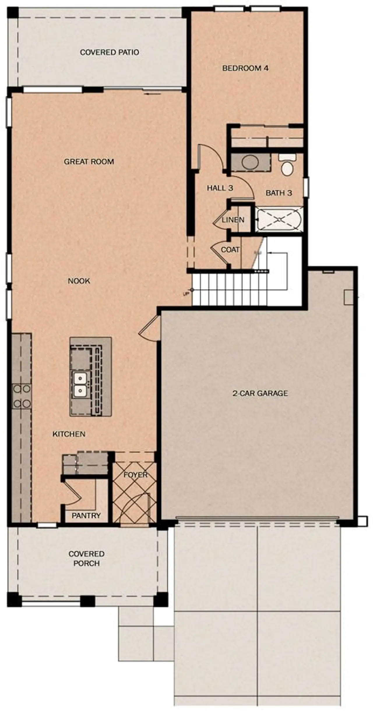 2D floor plan layout of this home in Redwood Valley at Escalante, Surprise, AZ (Image 2).