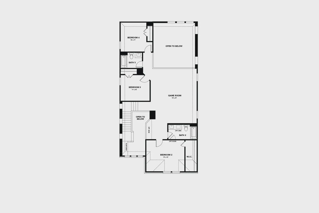 2D floor plan layout for the Wayfinder by Brightland Homes in Walden Pond, Forney, TX (Image 2). 2D floor plan layout for the Wayfinder by Brightland Homes in Walden Pond, Forney, TX (Image 2).