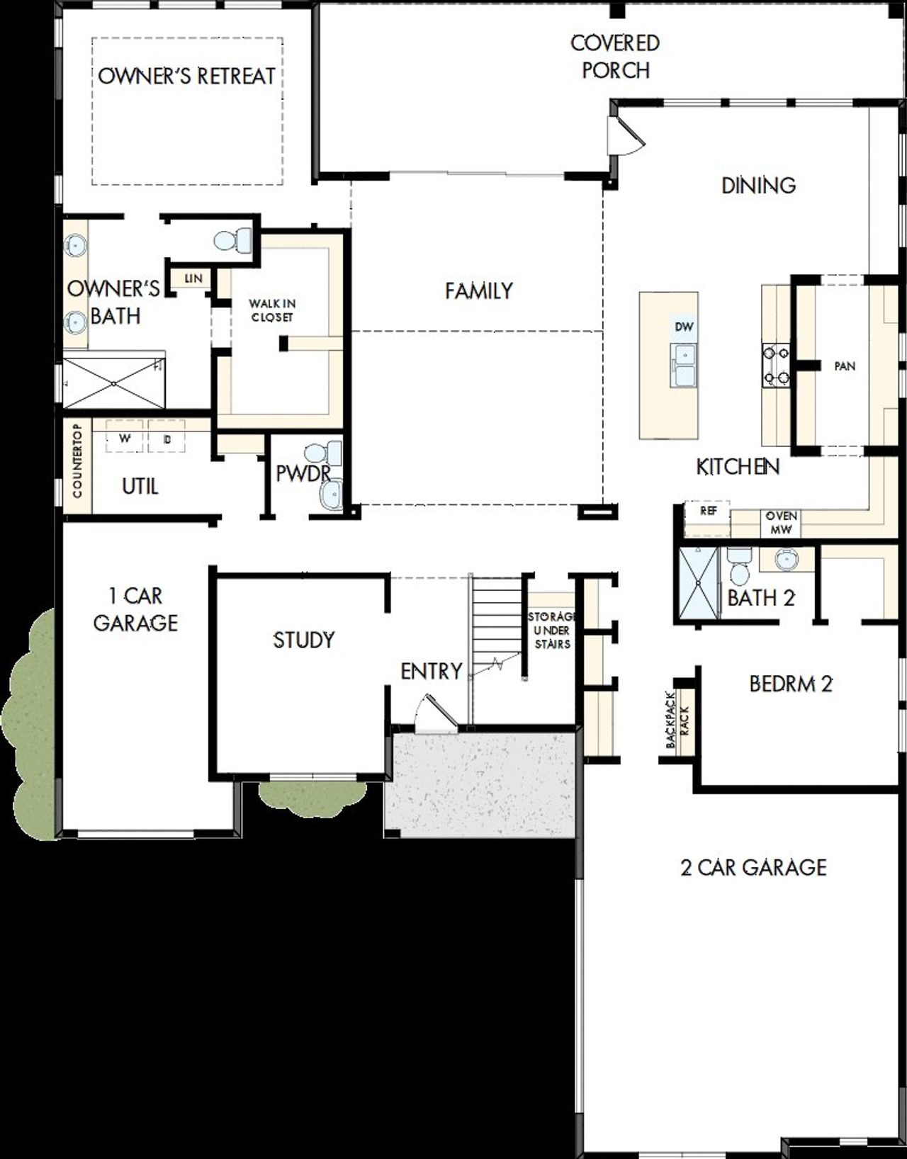 2D floor plan layout of this home in Northshore at Lakewood Village - Classic Series, Lakewood Village, TX (Image 2). 2D floor plan layout of this home in Northshore at Lakewood Village - Classic Series, Lakewood Village, TX (Image 2).