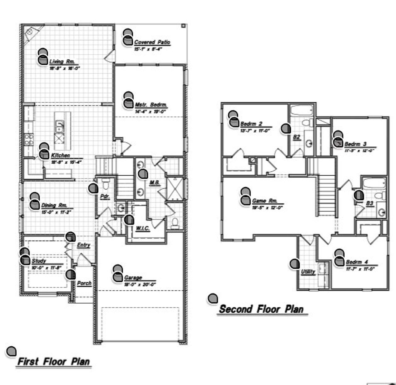 2D floor plan layout for the 65’s  Encino by Bellaire Homes in The Parklands, Schertz, TX (Image 2).