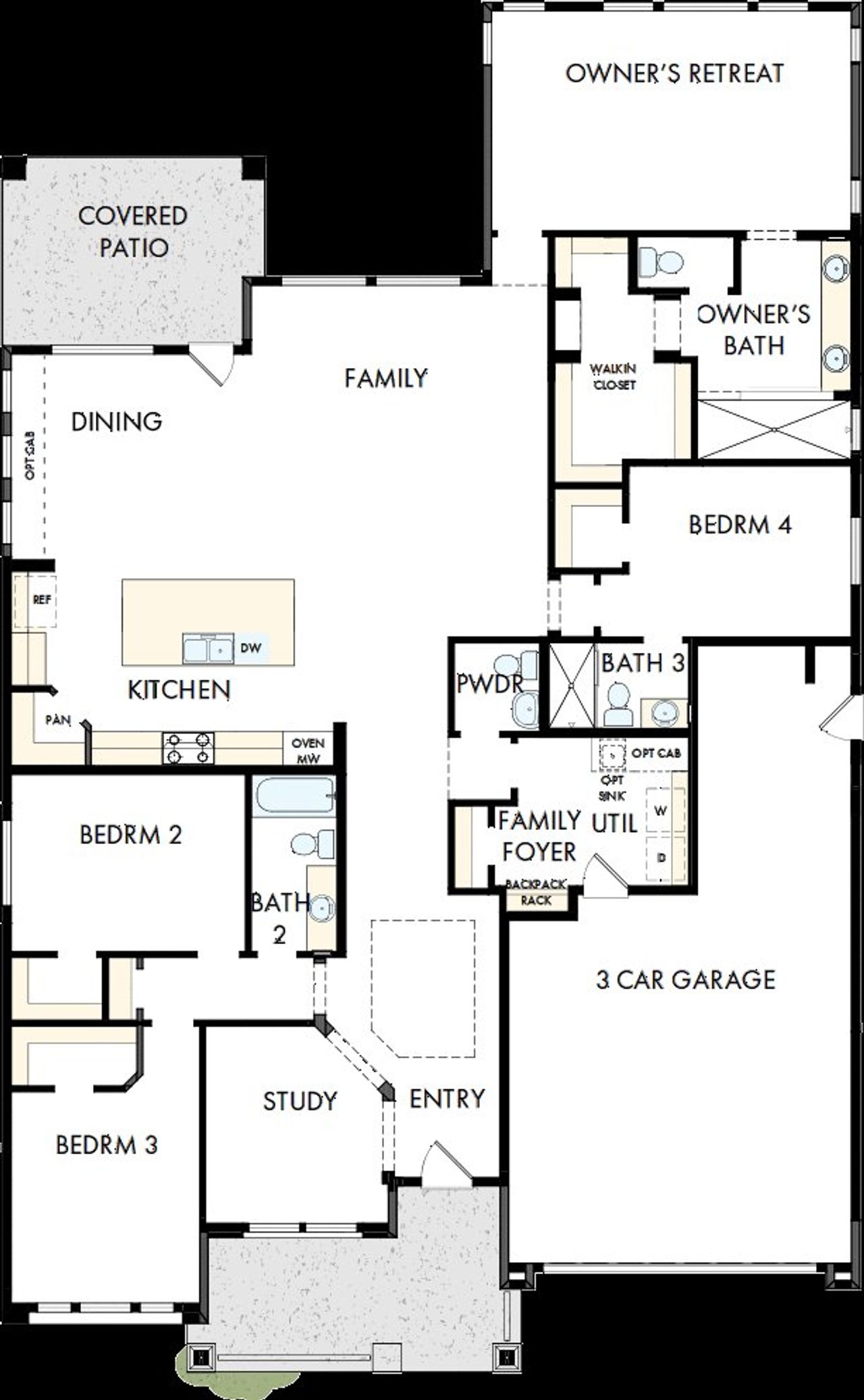 2D floor plan layout of this home in Meridian at Northpointe at Vistancia, Peoria, AZ (Image 2). 2D floor plan layout of this home in Meridian at Northpointe at Vistancia, Peoria, AZ (Image 2).