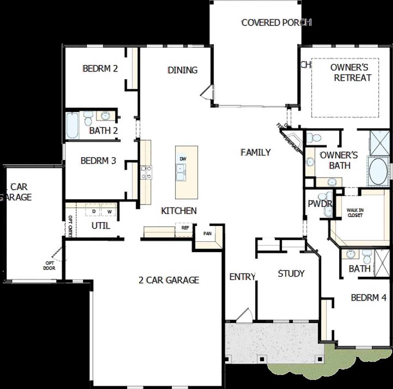 2D floor plan layout of this home in Rees Landing Estates, Spicewood, TX (Image 2).
