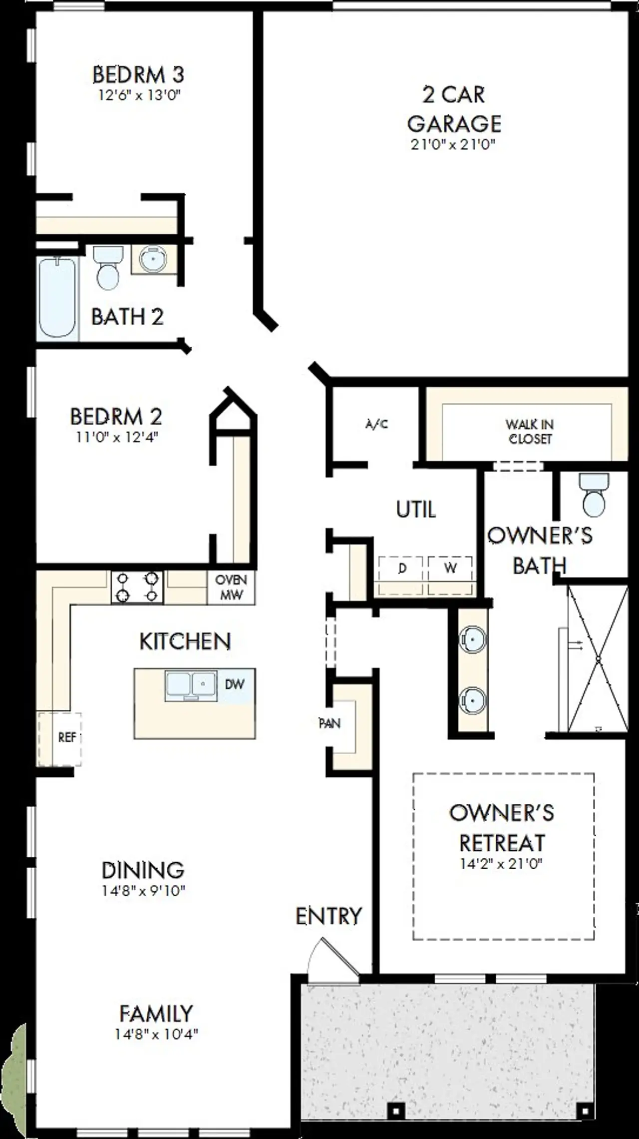 2D floor plan layout of this home in Westerly Park at Wildlight – Plaza Collection, Yulee, FL (Image 2). 2D floor plan layout of this home in Westerly Park at Wildlight – Plaza Collection, Yulee, FL (Image 2).