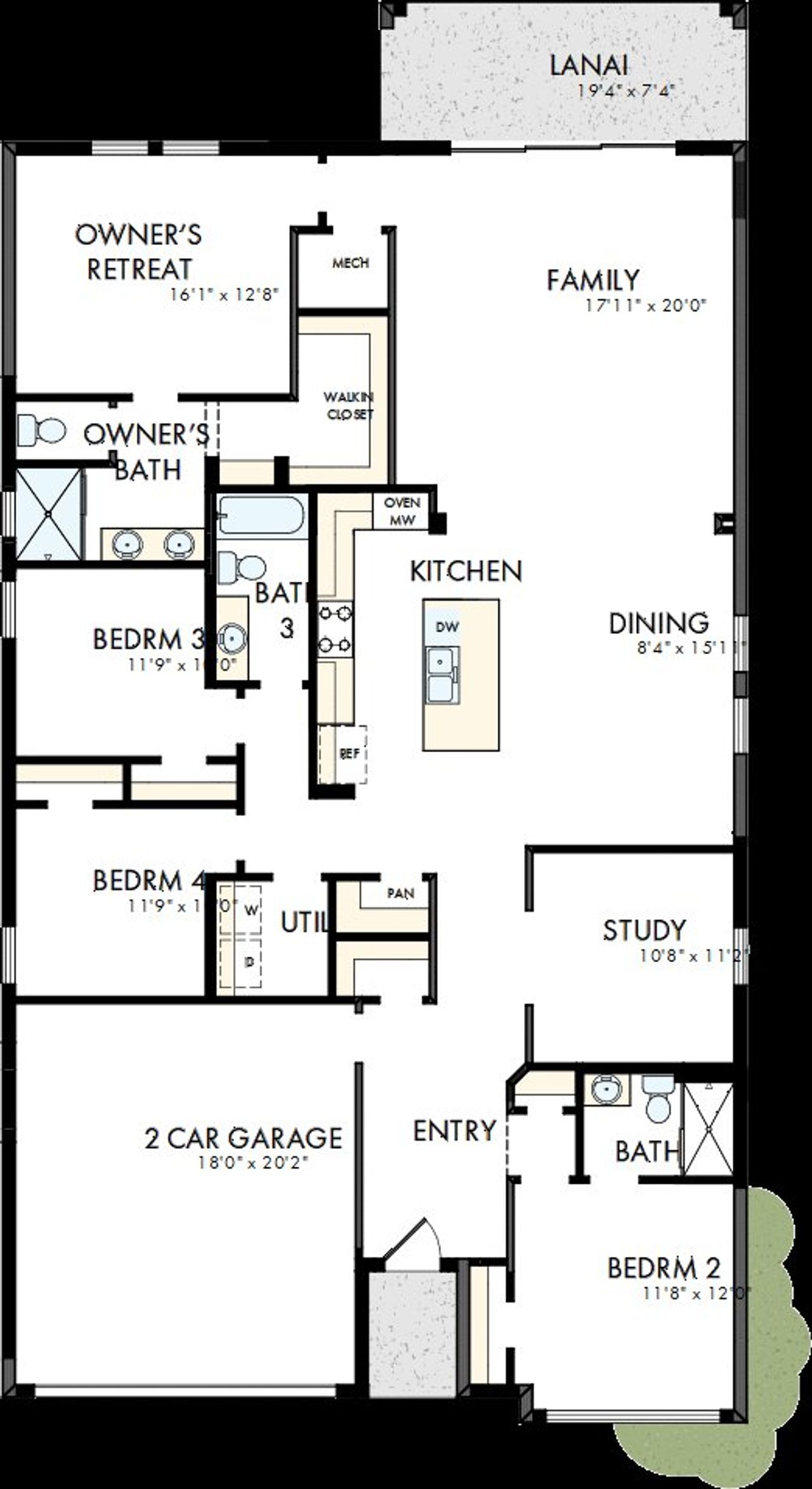 2D floor plan layout of this home in Palmeras at Crossprairie – The Grove Collection, St. Cloud, FL (Image 2).