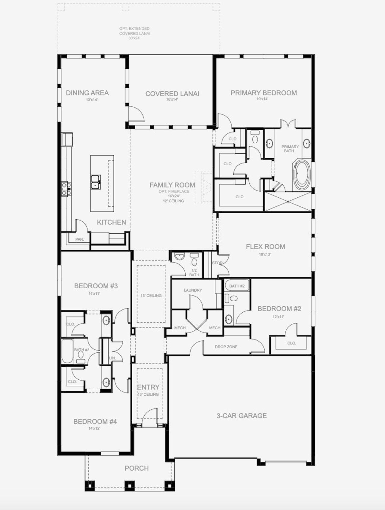 2D floor plan layout of this home in Southern Hills 65', Brooksville, FL (Image 2).