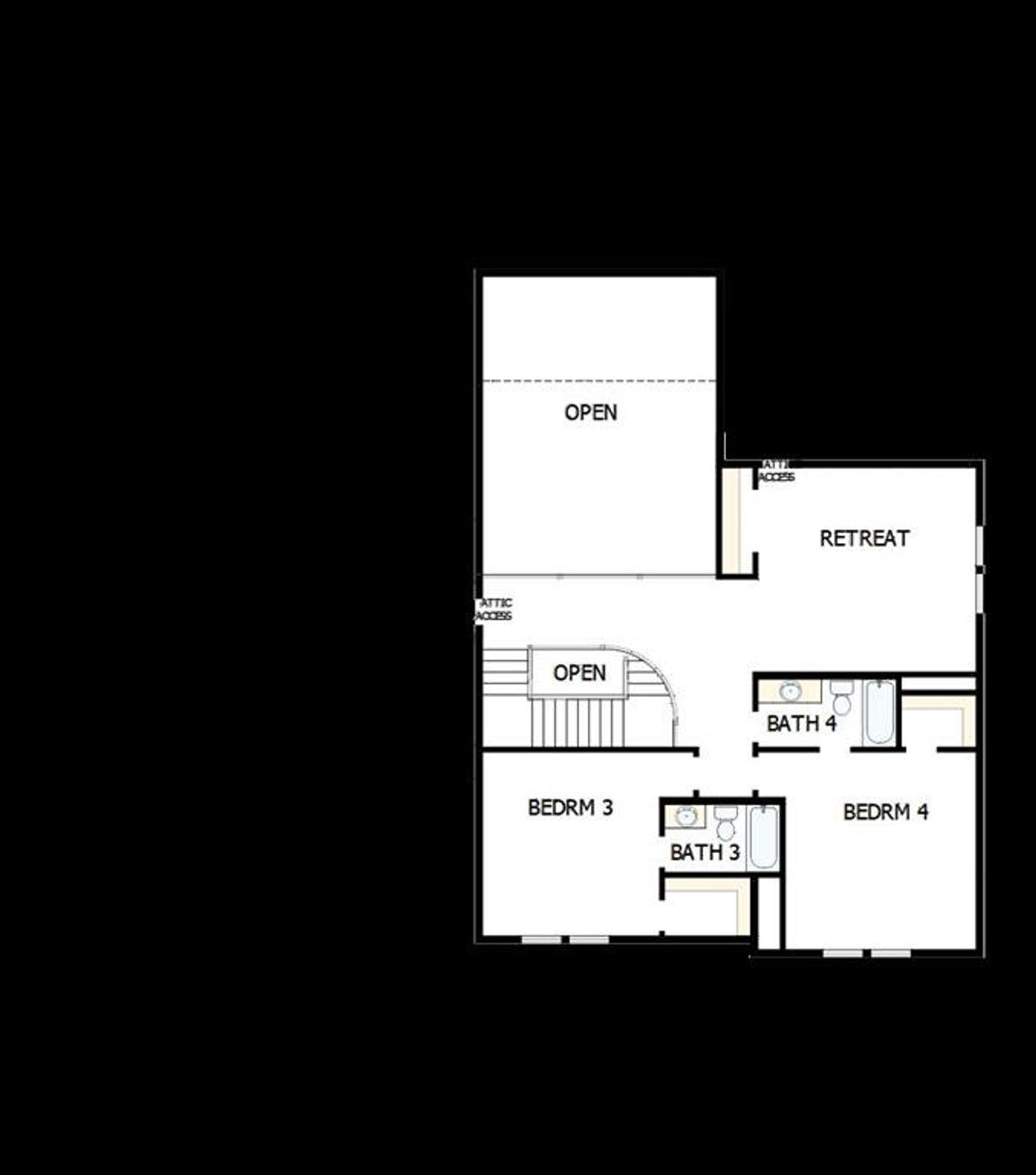 2D floor plan layout of this home in Northshore at Lakewood Village - Estate Series, Lakewood Village, TX (Image 2). 2D floor plan layout of this home in Northshore at Lakewood Village - Estate Series, Lakewood Village, TX (Image 2).