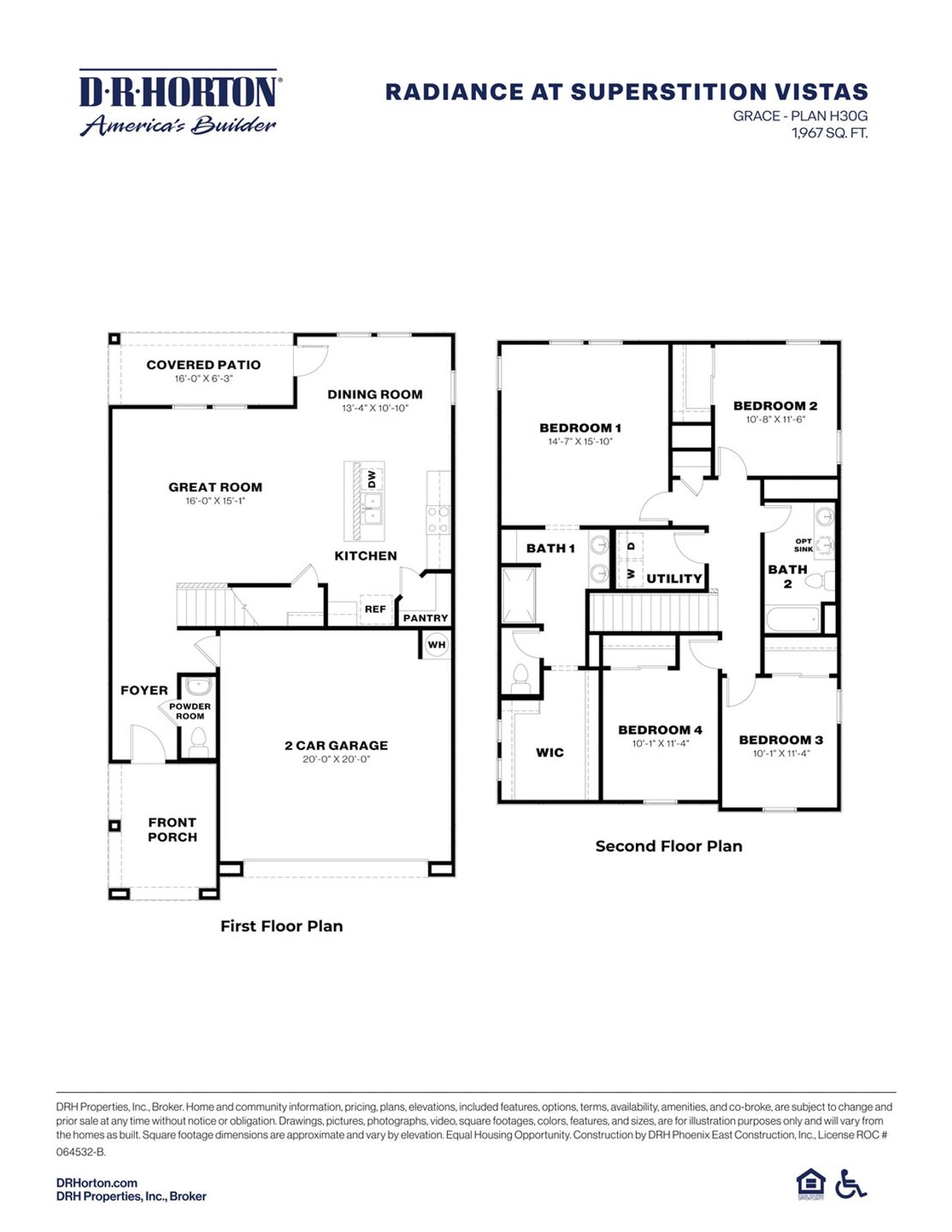 2D floor plan layout of this home in Radiance at Superstition Vistas, Apache Junction, AZ (Image 2).