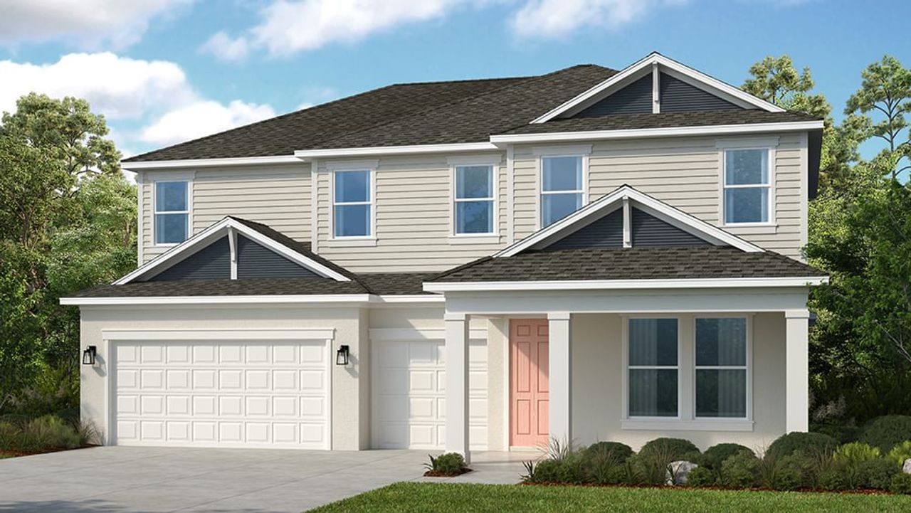 Representative exterior photo of a completed home built from the Waikiki by Taylor Morrison in Esplanade at McKinnon Groves, Winter Garden, FL (Image 2).