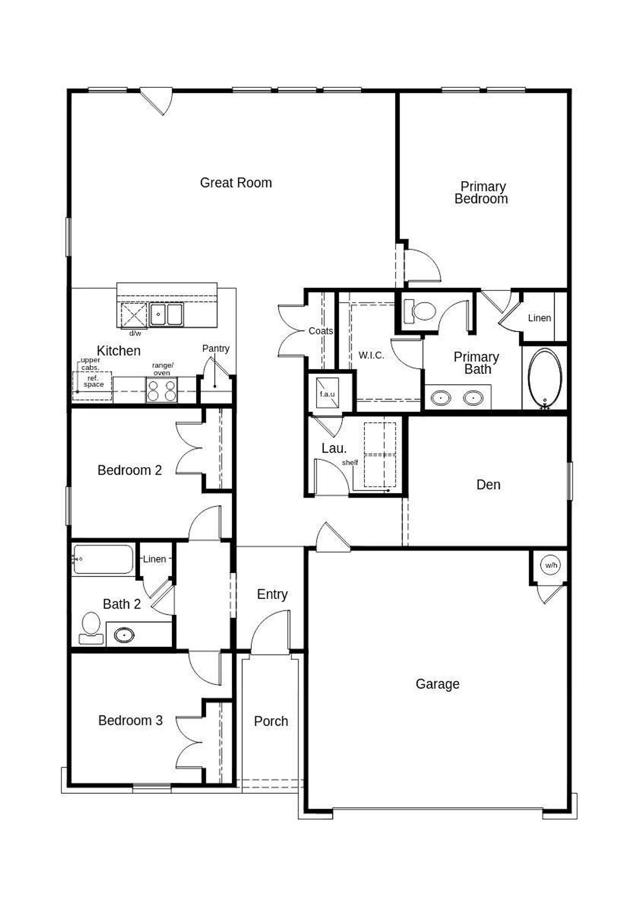 This floor plan features 3 bedrooms, 2 full baths, and over 1,600 square feet of living space.