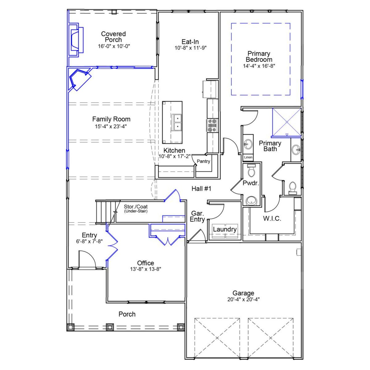 2D floor plan layout of this home in Indigo at Abbey Preserve, Wilmington, NC (Image 2).