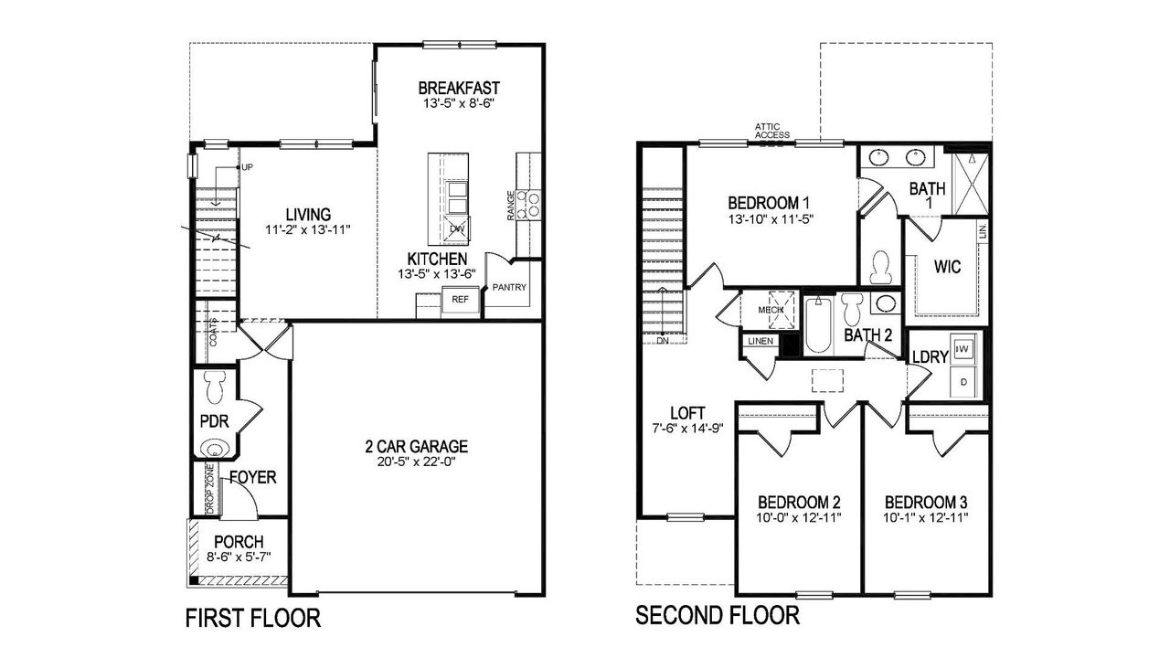 2D floor plan layout of this home in Price's Point, Knoxville, TN (Image 2).