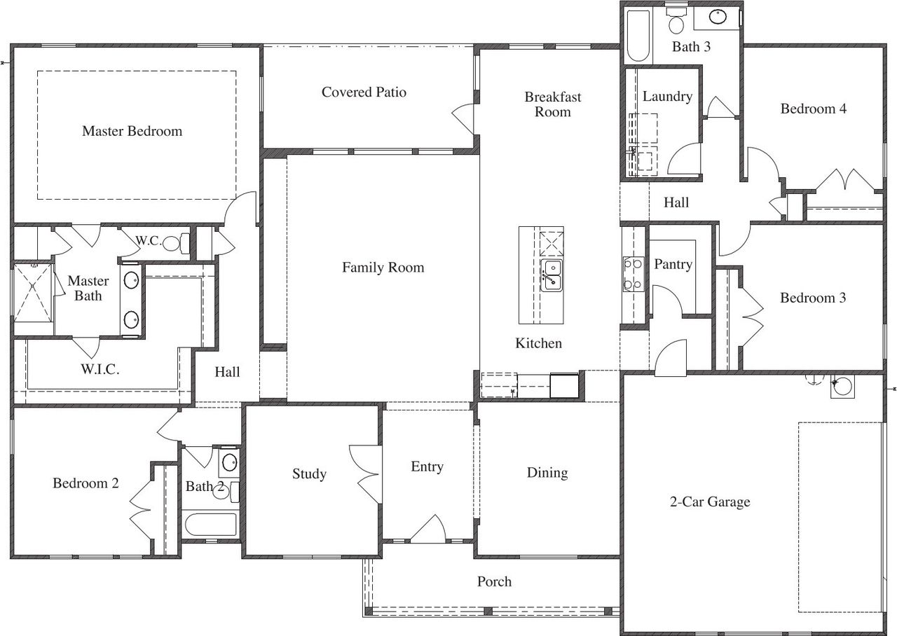 2D floor plan layout for the Plan 2810 by Texas Homes in Pradera Ridge, Floresville, TX (Image 2). 2D floor plan layout for the Plan 2810 by Texas Homes in Pradera Ridge, Floresville, TX (Image 2).