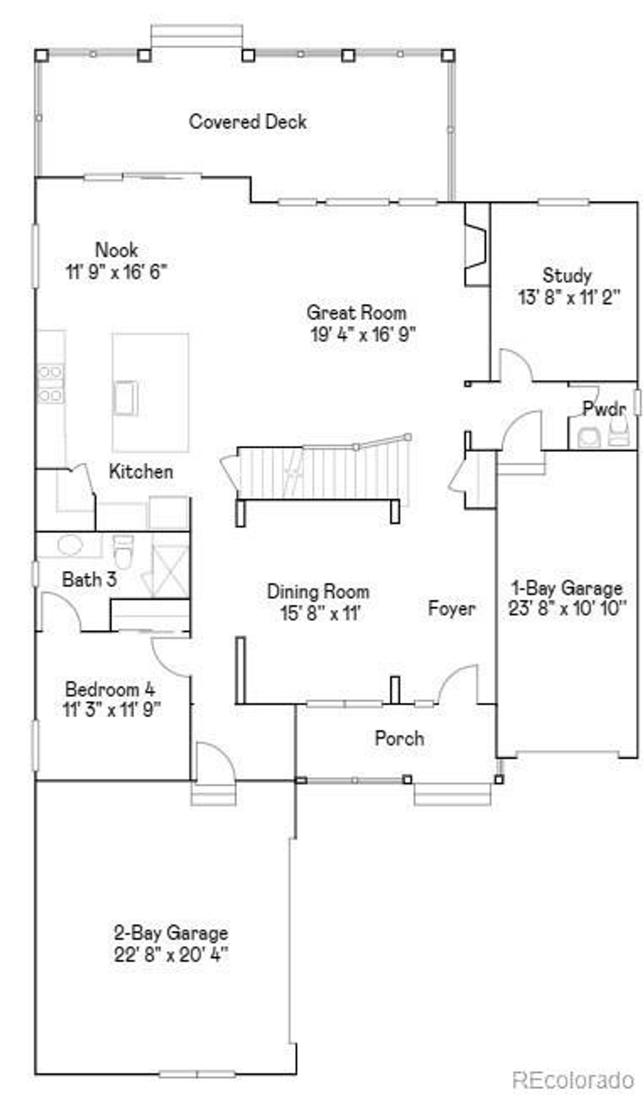 2D floor plan layout of this home in Willow Bend: The Grand Collection, Thornton, CO (Image 2).