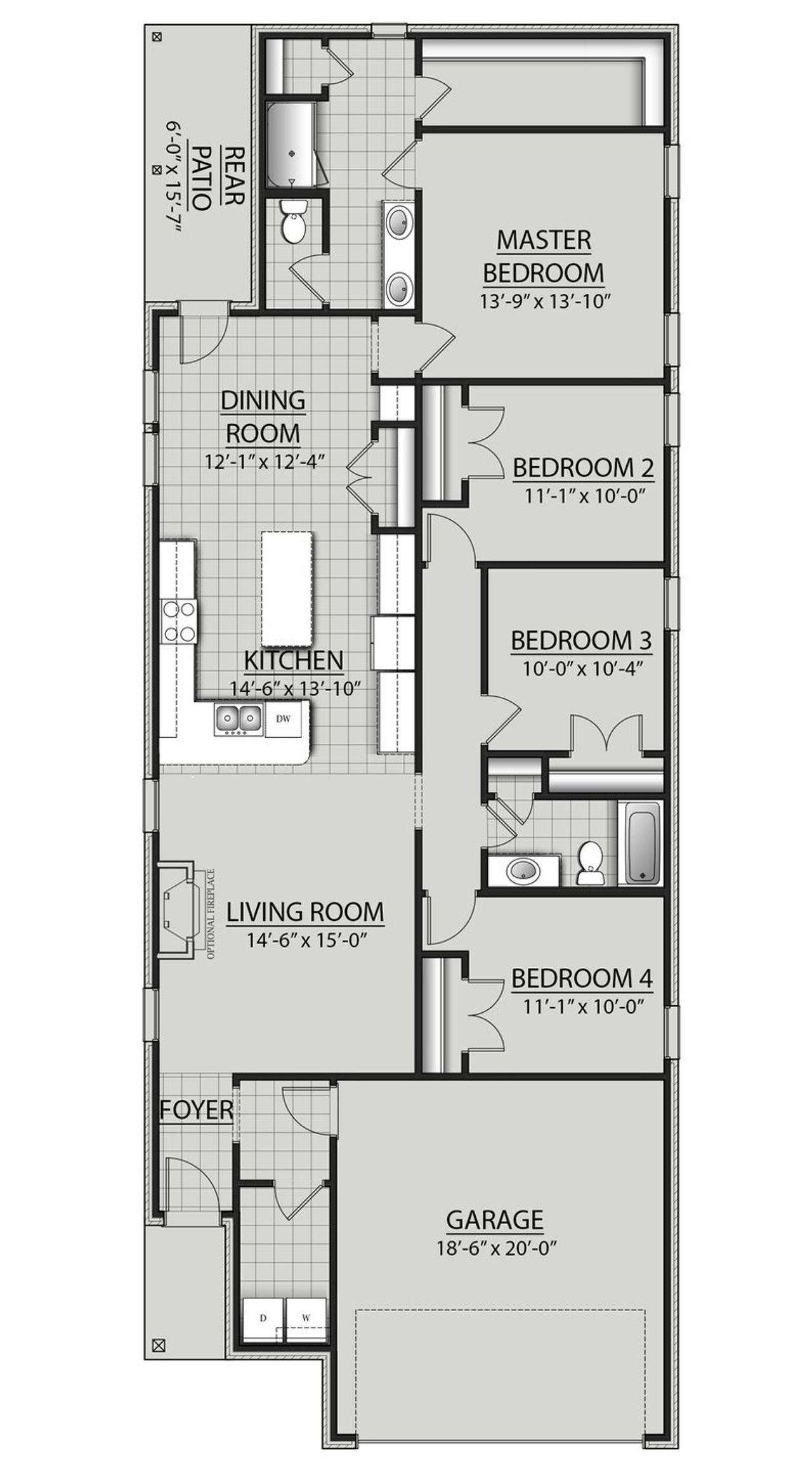 2D floor plan layout for the Everglades II J by DSLD Homes in Crescent and Symphony at Hammock Bay, Freeport, FL (Image 2).