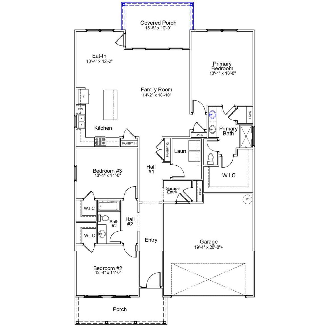2D floor plan layout of this home in Citadel Point at Southbridge, Sneads Ferry, NC (Image 2).