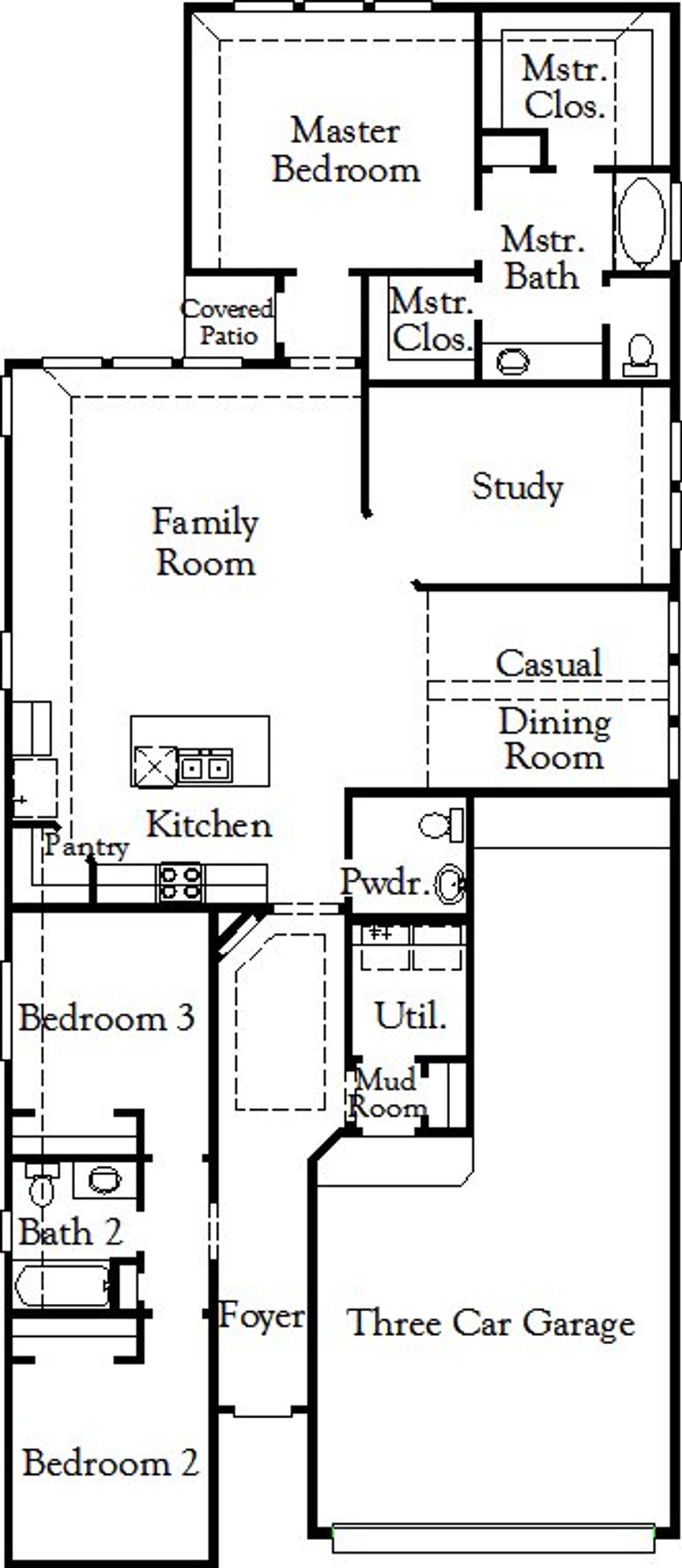 2D floor plan layout for the Yorktown by Coventry Homes in Pomona 50' & 55', Manvel, TX (Image 2).