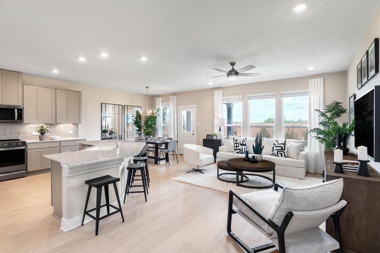 Representative furnished interior of a home built from the 2500 by KB Home in River Bluff, Leander (Image 2).