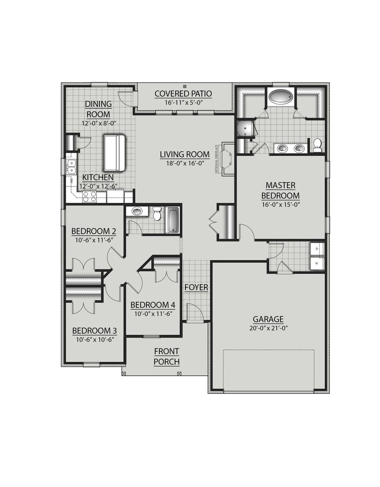 2D floor plan layout for the Ravenswood V G by DSLD Homes in Palmetto Crossing, Pensacola, FL (Image 2).
