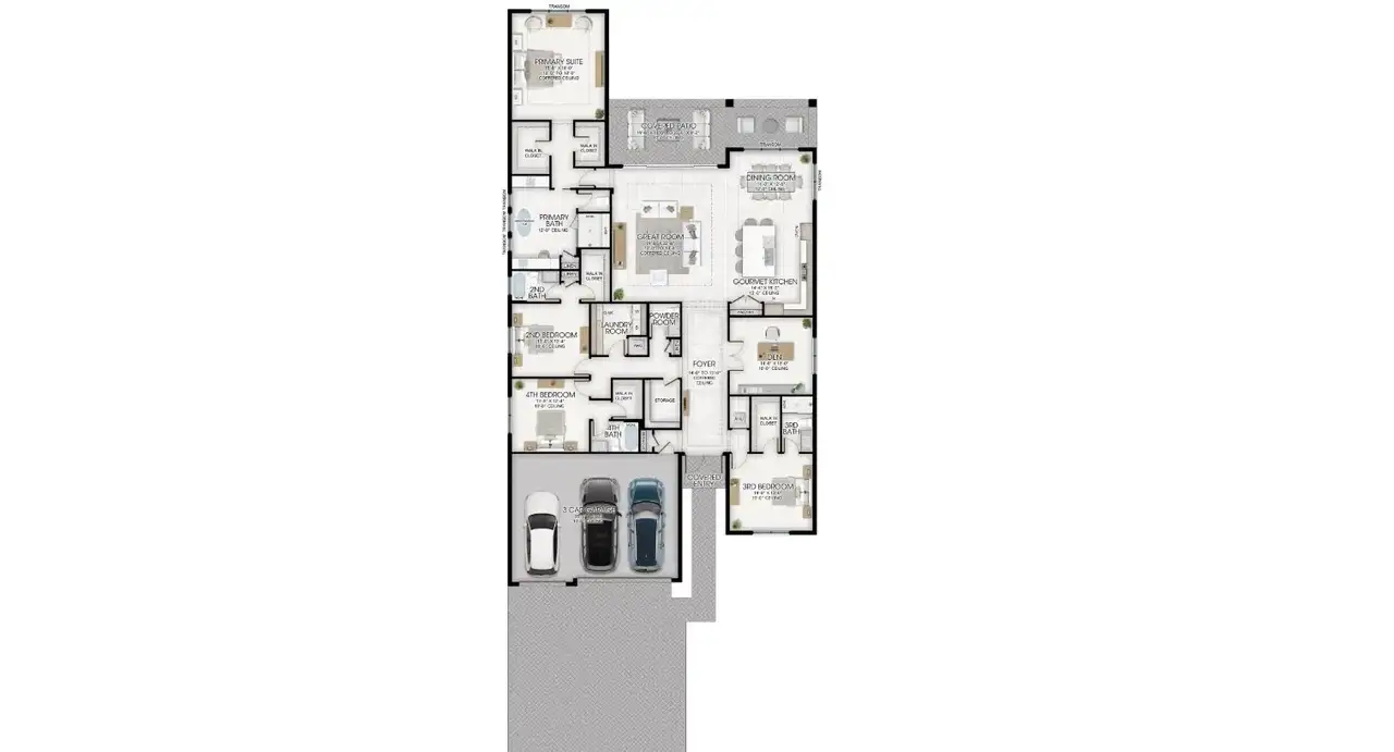 2D floor plan layout of this home in Apex at Avenir, Palm Beach Gardens, FL (Image 2).