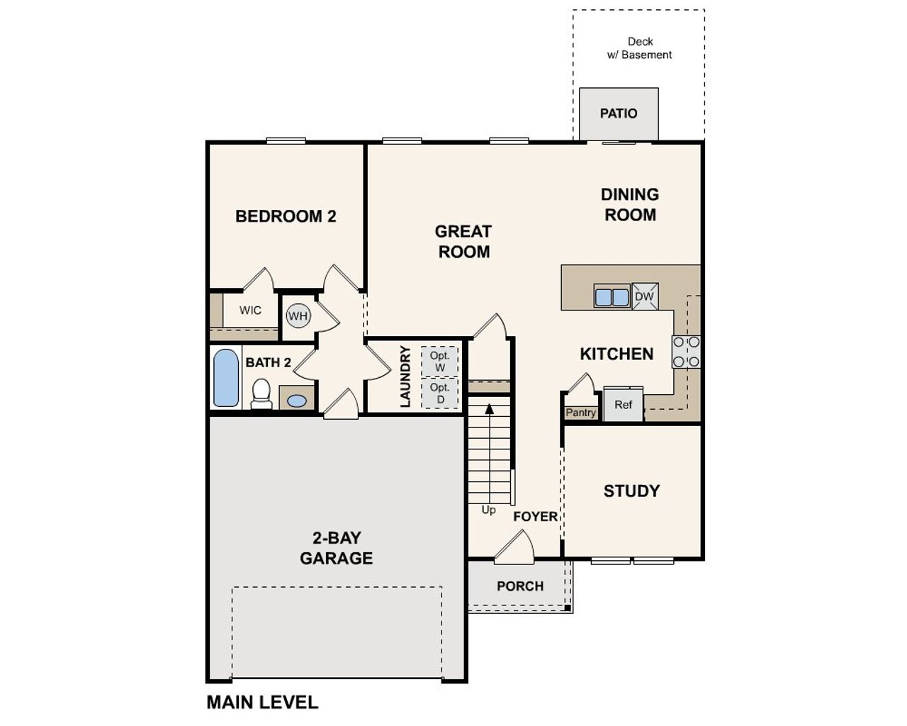 2D floor plan layout of this home in Arrowhead By The Lake, Lizella, GA (Image 2).