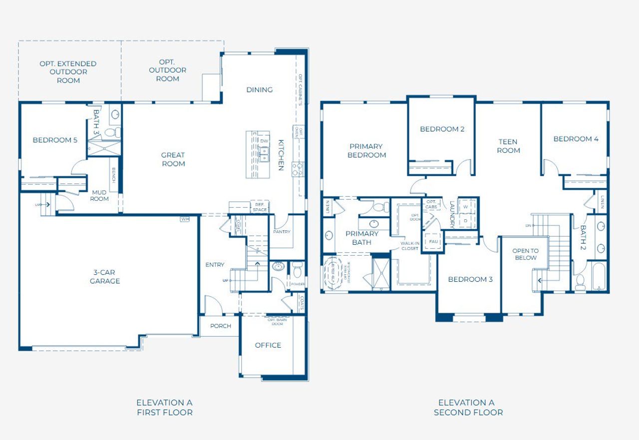 2D floor plan layout for the 4904 by Risewell Homes in The Aurora Highlands, Aurora, CO (Image 2).