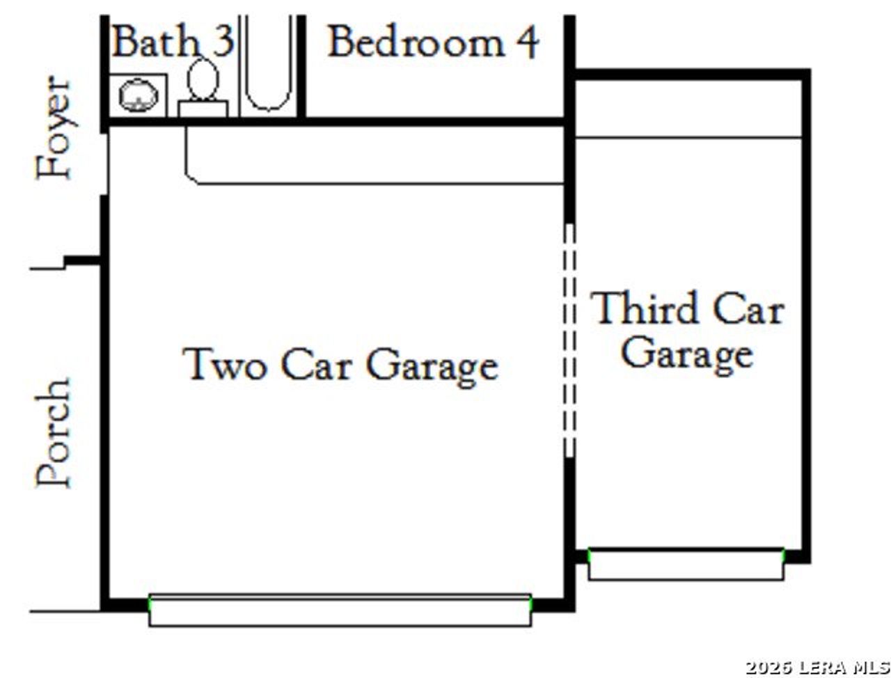 2D floor plan layout of this home in Hickory Ridge, Elmendorf, TX (Image 2).