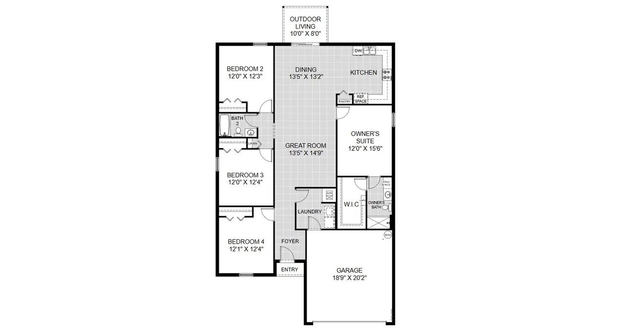 2D floor plan layout of this home in Lehigh Acres, Lehigh Acres, FL (Image 2).
