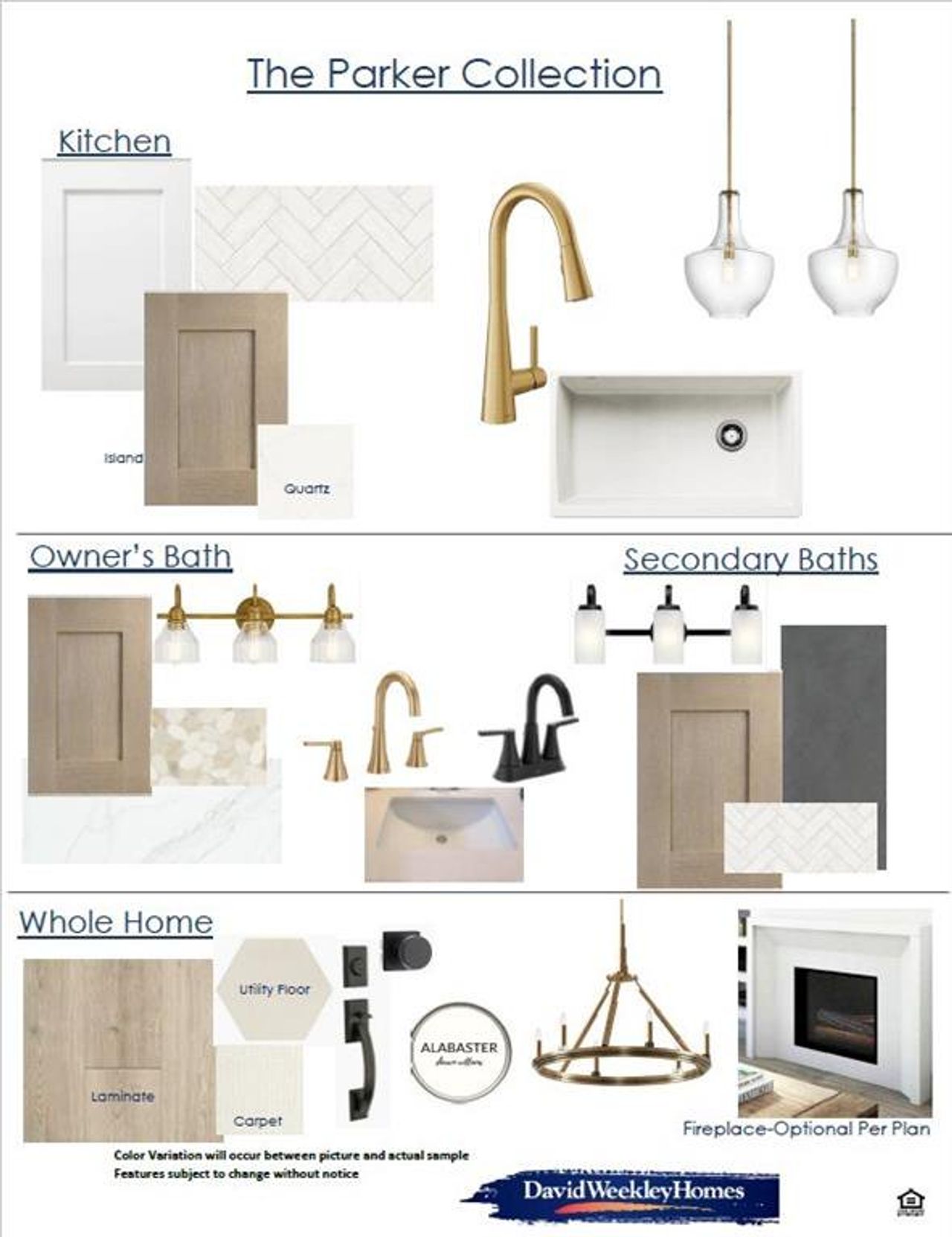 Design Selection Board. Displaying material and finish options for the property Design Selection Board. Displaying material and finish options for the property