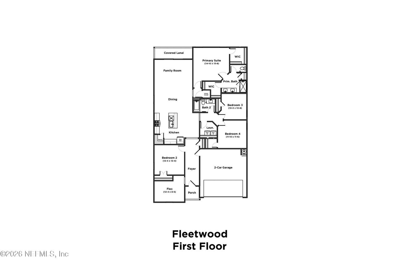 2D floor plan layout of this home in Panther Creek, Jacksonville, FL (Image 2).