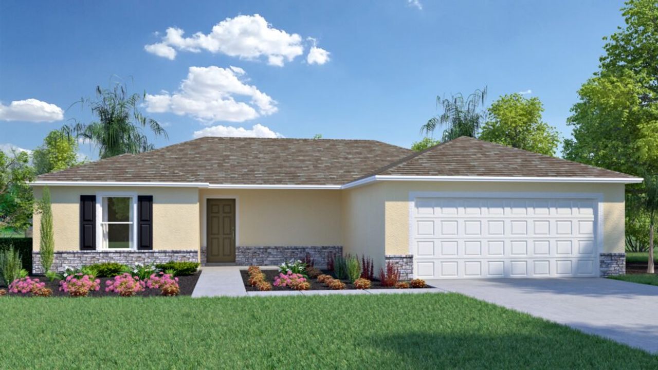 Representative exterior photo of a completed home built from the Indigo by Holiday Builders in Richmond Cove, Palm Bay, FL (Image 2).