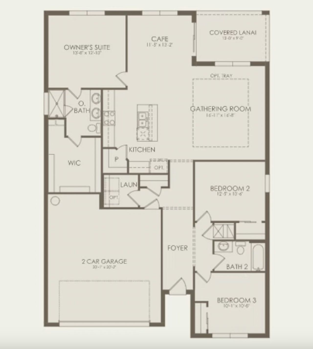 2D floor plan layout of this home in Del Webb Stone Creek, Ocala, FL (Image 2).