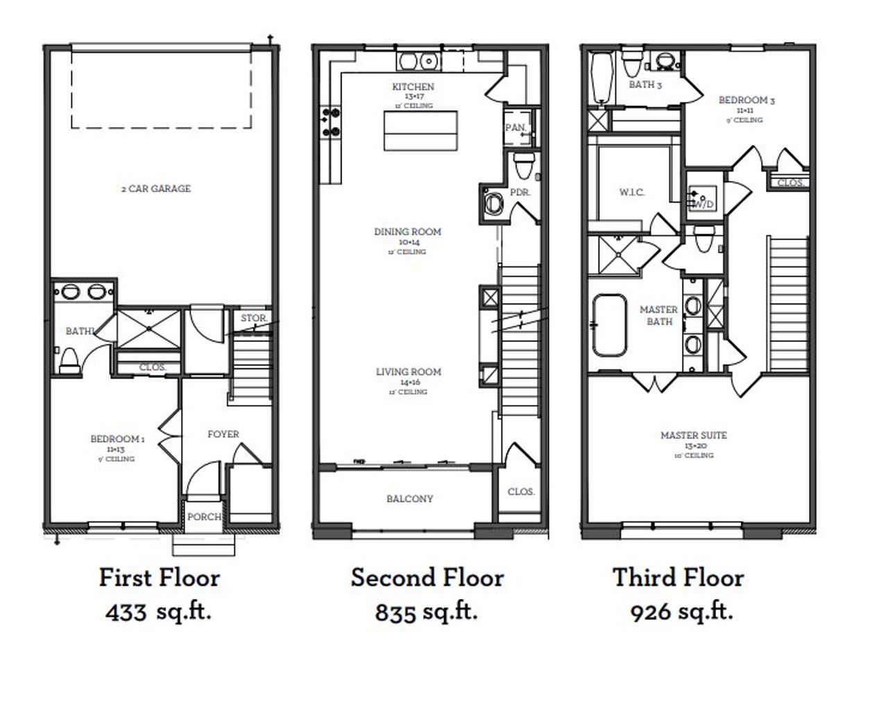 2D floor plan layout of this home in Austin Modern Lofts at Mueller, Austin, TX (Image 2).