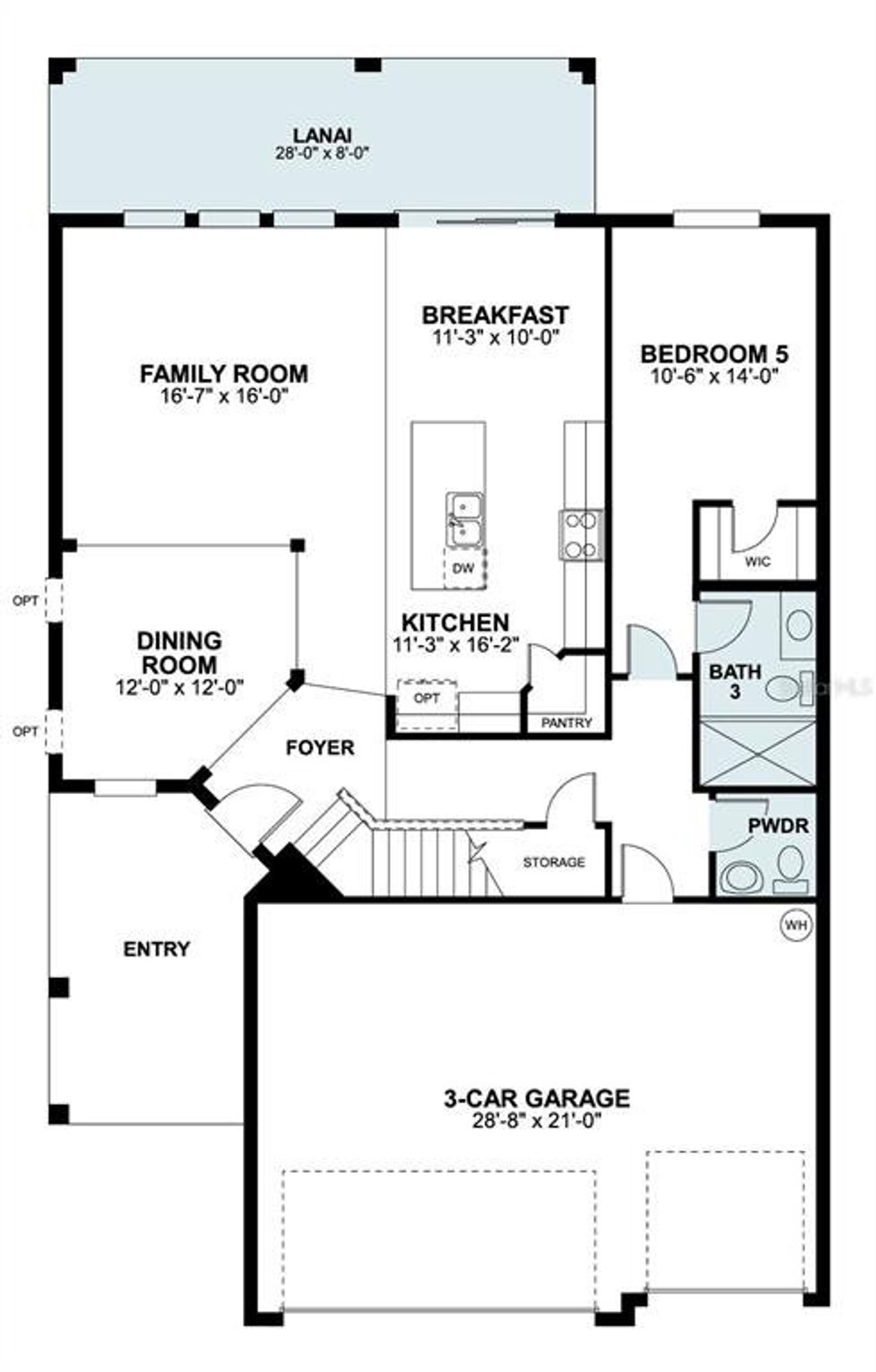 2D floor plan layout of this home in Bay Lake Farms, St. Cloud, FL (Image 2).