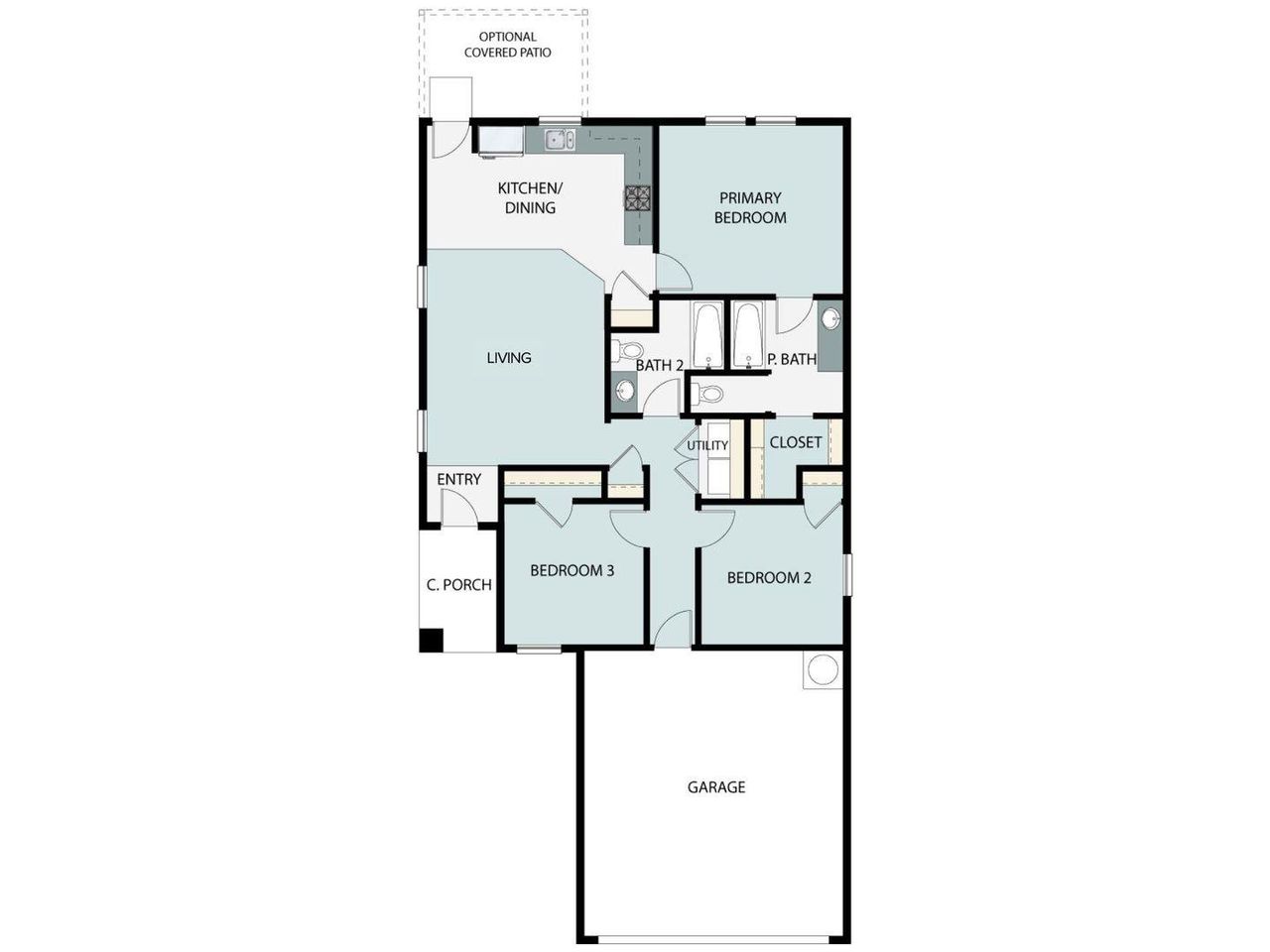 2D floor plan layout of this home in Cloverleaf, Austin, TX (Image 2).