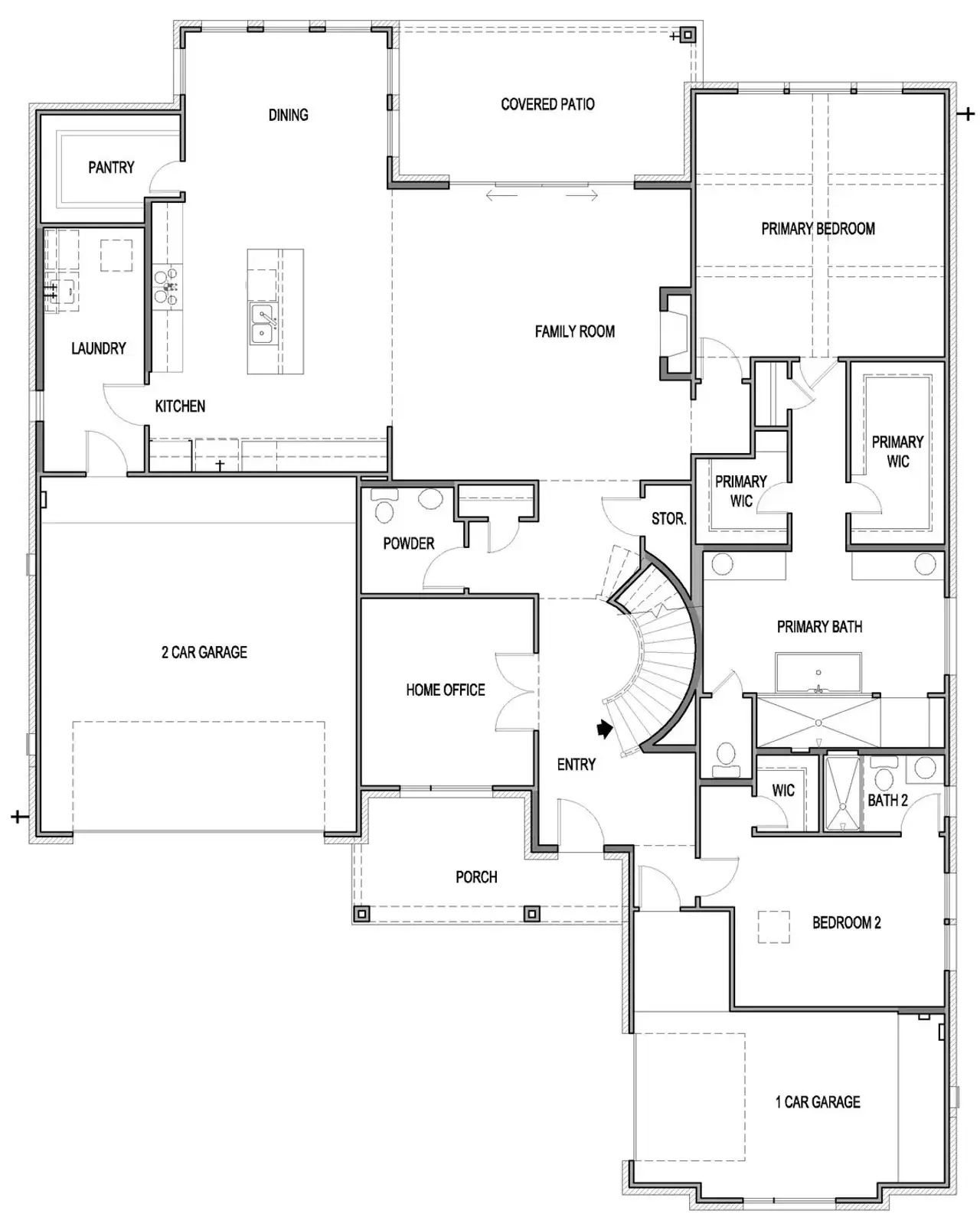 2D floor plan layout of this home in Santa Rita Ranch, Liberty Hill, TX (Image 2).
