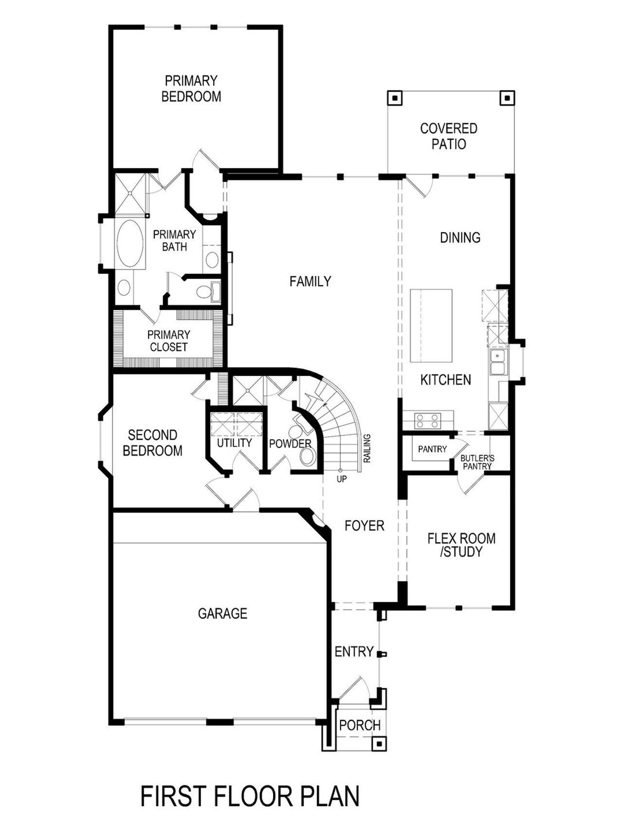 2D floor plan layout of this home in Westside Preserve, Midlothian, TX (Image 2).