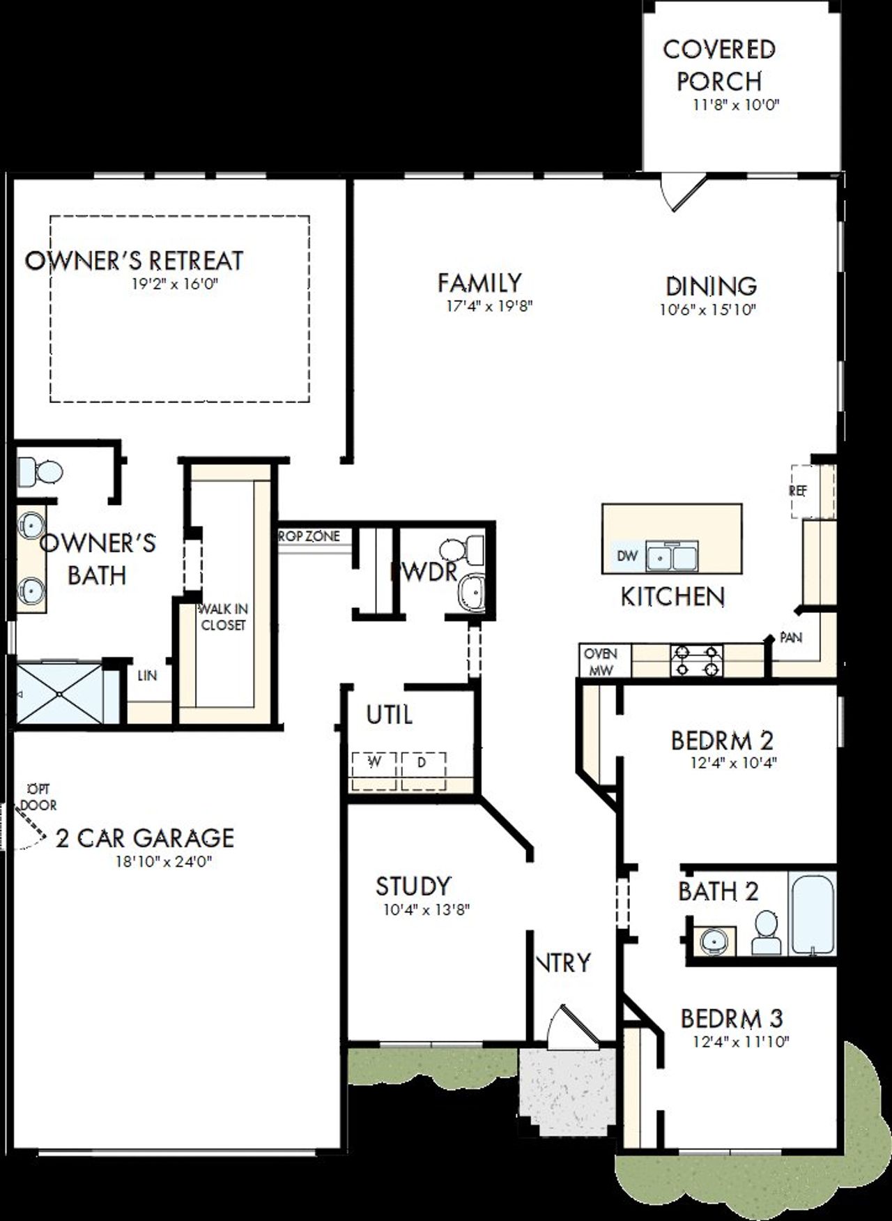 2D floor plan layout of this home in Encore at Harmony, Harrisburg, NC (Image 2).