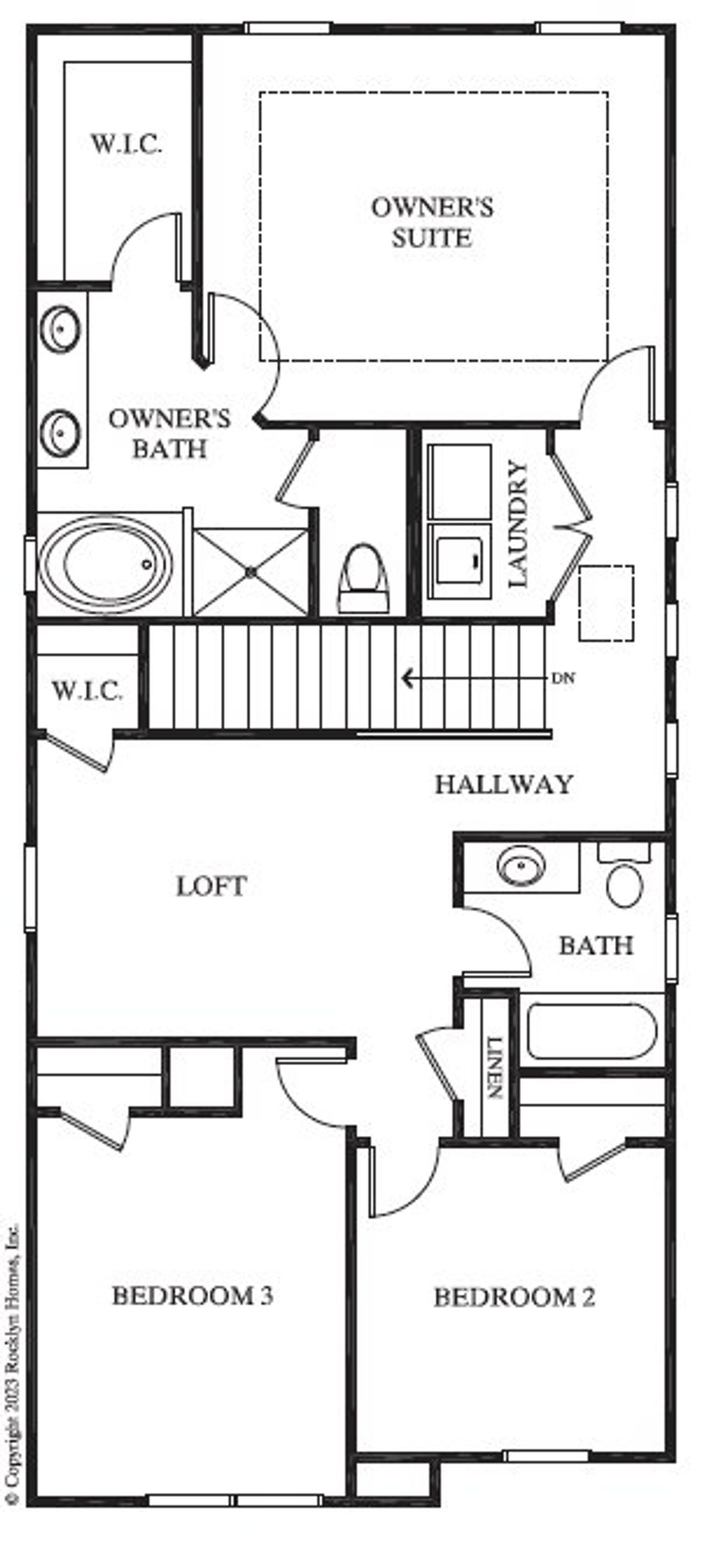 2D floor plan layout for the Glen by Rocklyn Homes in Old Salem Crossing, Conyers, GA (Image 2).