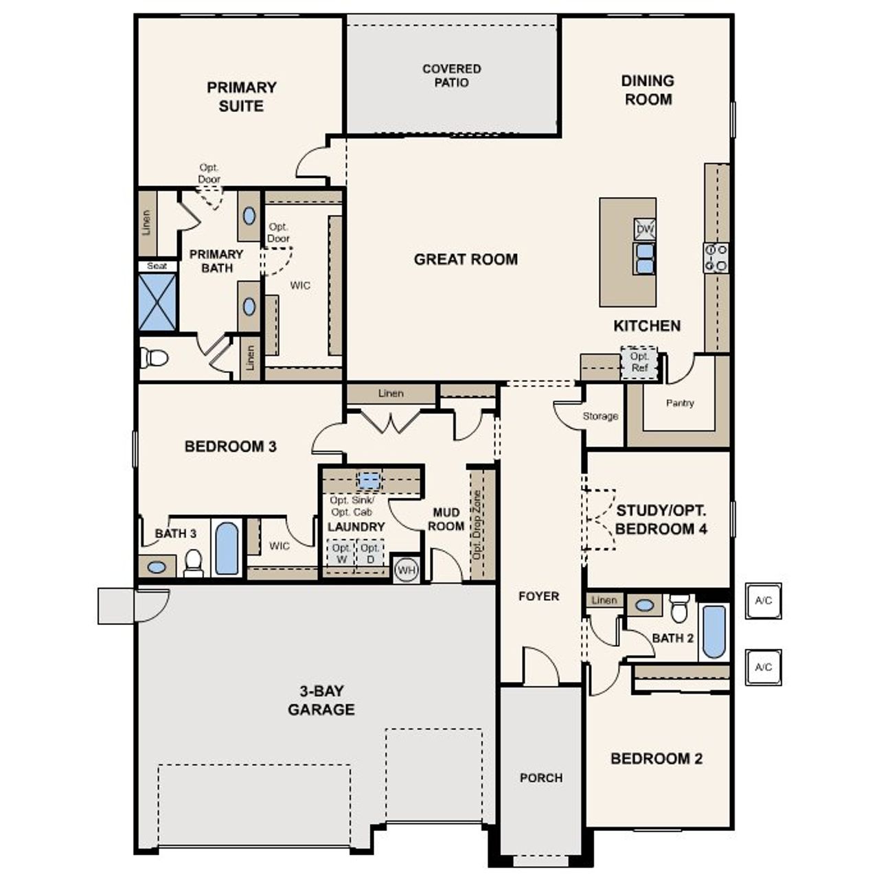 2D floor plan layout for the Everglade by Century Communities in El Cidro, Goodyear, AZ (Image 2). 2D floor plan layout for the Everglade by Century Communities in El Cidro, Goodyear, AZ (Image 2).