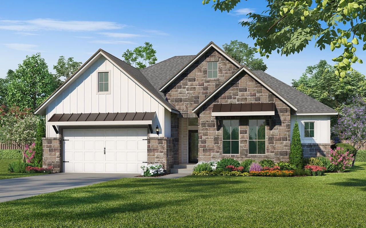 Representative exterior photo of a completed home built from the Coleman by Kendall Homes in Rose Hill Estates, Willis, TX (Image 2). Representative exterior photo of a completed home built from the Coleman by Kendall Homes in Rose Hill Estates, Willis, TX (Image 2).