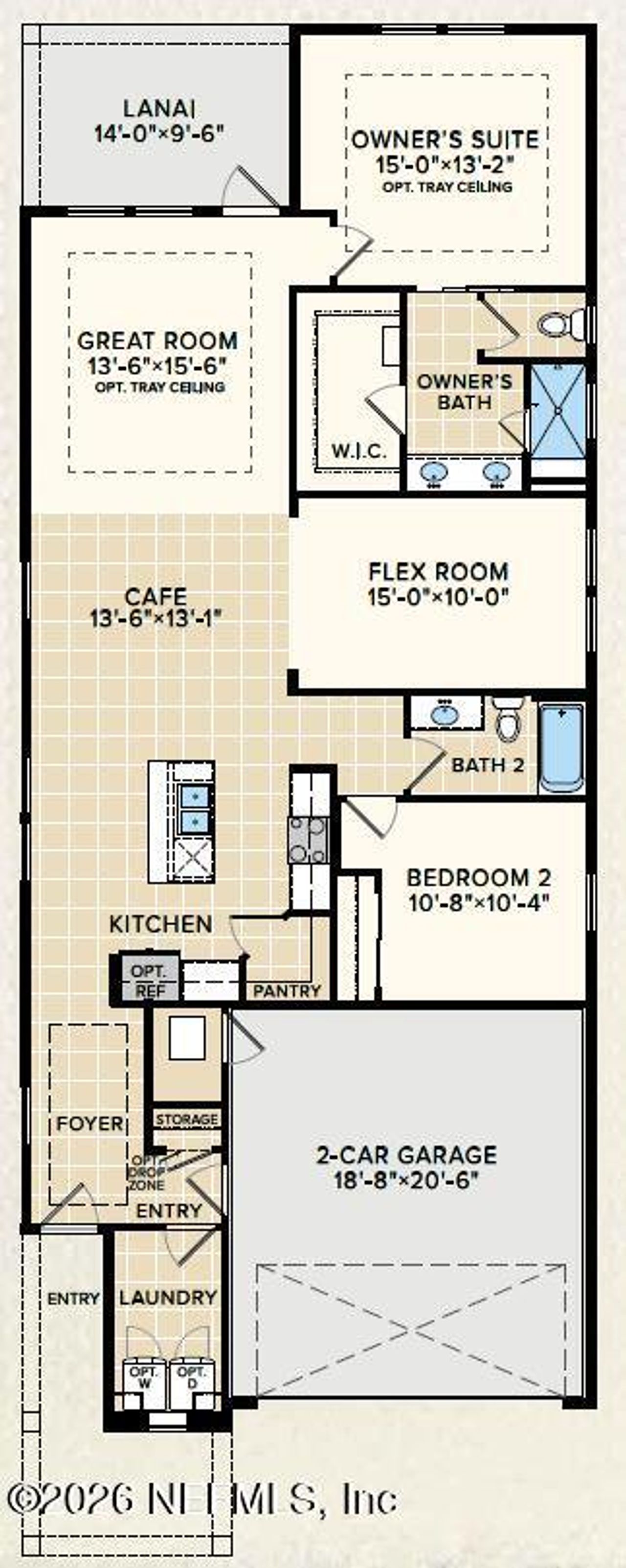 2D floor plan layout of this home in New 55+ Active Adult Community in St. Augustine, St. Augustine, FL (Image 2). 2D floor plan layout of this home in New 55+ Active Adult Community in St. Augustine, St. Augustine, FL (Image 2).