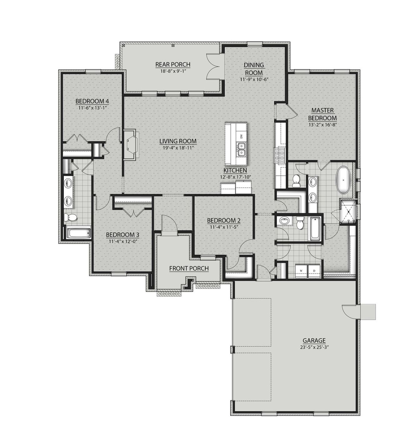 2D floor plan layout for the Kensington III H by DSLD Homes in Steamboat Landing at Hammock Bay, Freeport, FL (Image 2).